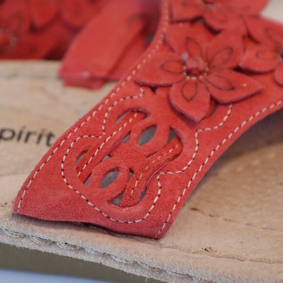 Easy Spirit Dreambeach Thong Sandal Leather Casual, Beach Floral Red Size 6M - Picture 9 of 12